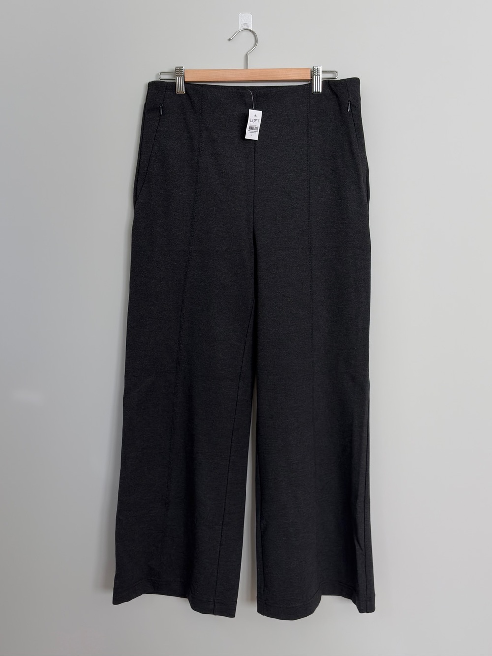 Loft Wide Leg Ponte Dark Gray Stretch Pants - Picture 6 of 11
